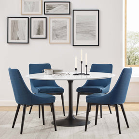 Lippa Black/White 54" Round Wood Dining Table - Ornate Home