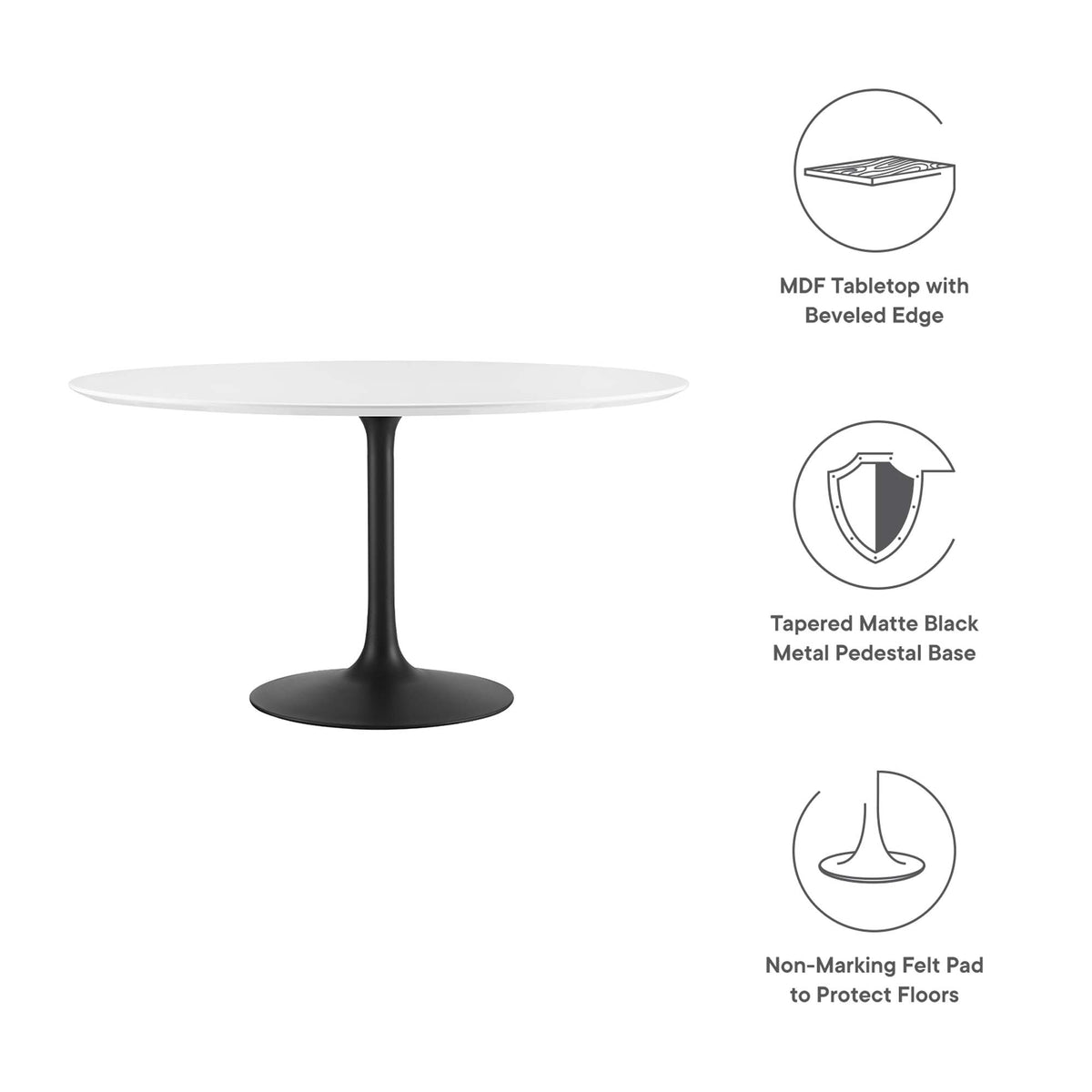 Lippa Black/White 54" Round Wood Dining Table - Ornate Home