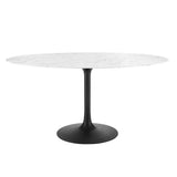 Lippa Black/White 60" Oval Faux Marble Dining Table - Ornate Home