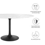 Lippa Black/White 60" Oval Faux Marble Dining Table - Ornate Home