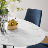 Lippa Black/White 60" Oval Faux Marble Dining Table - Ornate Home