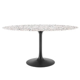 Lippa Black/White 60" Oval Terrazzo Dining Table - Ornate Home