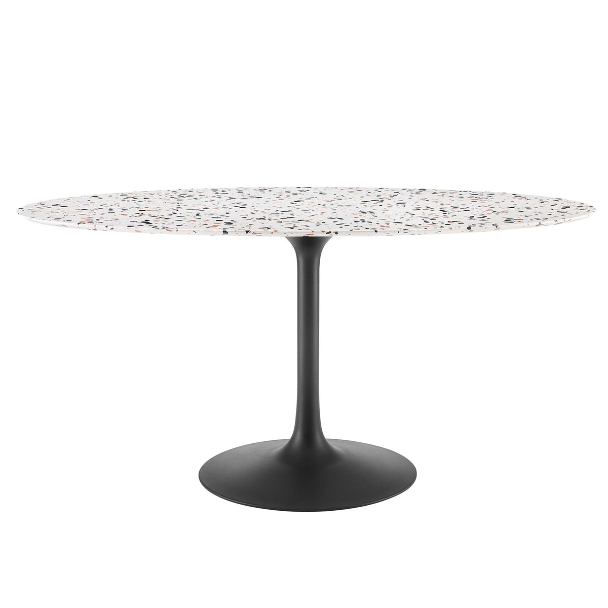 Lippa Black/White 60" Oval Terrazzo Dining Table - Ornate Home