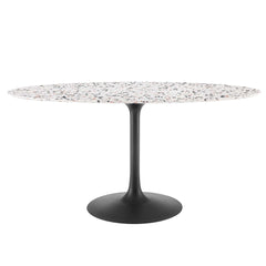 Lippa Black/White 60" Oval Terrazzo Dining Table - Ornate Home