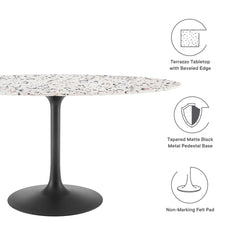 Lippa Black/White 60" Oval Terrazzo Dining Table - Ornate Home