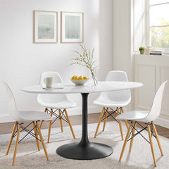 Lippa Black/White 60" Oval Wood Dining Table - Ornate Home