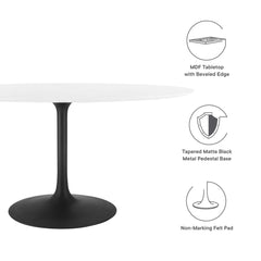 Lippa Black/White 60" Oval Wood Dining Table - Ornate Home