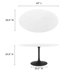 Lippa Black/White 60" Oval Wood Dining Table - Ornate Home