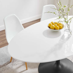 Lippa Black/White 60" Oval Wood Dining Table - Ornate Home