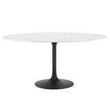 Lippa Black/White 60" Round Faux Marble Dining Table - Ornate Home