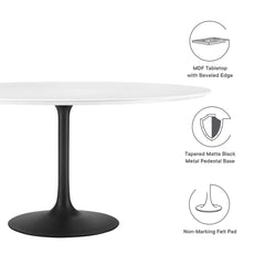 Lippa Black/White 60" Round Wood Dining Table - Ornate Home