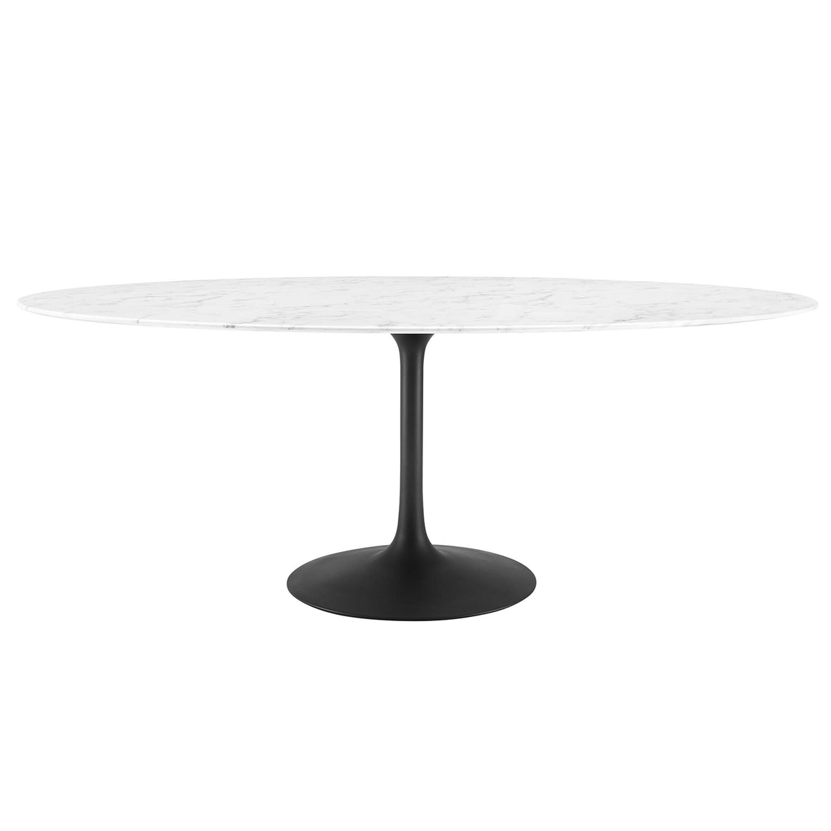 Lippa Black/White 78" Oval Faux Marble Dining Table - Ornate Home