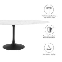 Lippa Black/White 78" Oval Faux Marble Dining Table - Ornate Home