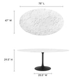 Lippa Black/White 78" Oval Faux Marble Dining Table - Ornate Home