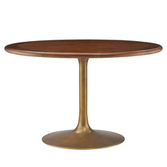 Lippa Brass/Walnut 48" Round Pedestal Solid Wood Dining Table - Ornate Home