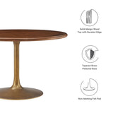 Lippa Brass/Walnut 48" Round Pedestal Solid Wood Dining Table - Ornate Home