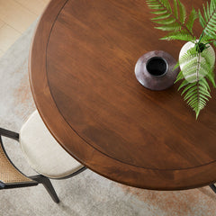 Lippa Brass/Walnut 60" Round Pedestal Solid Wood Dining Table - Ornate Home