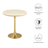 Lippa Gold 20" Round Faux Travertine Side Table - Ornate Home