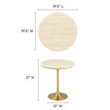 Lippa Gold 20" Round Faux Travertine Side Table - Ornate Home