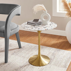 Lippa Gold 20" Round Terrazzo Side Table - Ornate Home