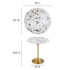 Lippa Gold 20" Round Terrazzo Side Table - Ornate Home