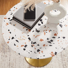 Lippa Gold 20" Round Terrazzo Side Table - Ornate Home
