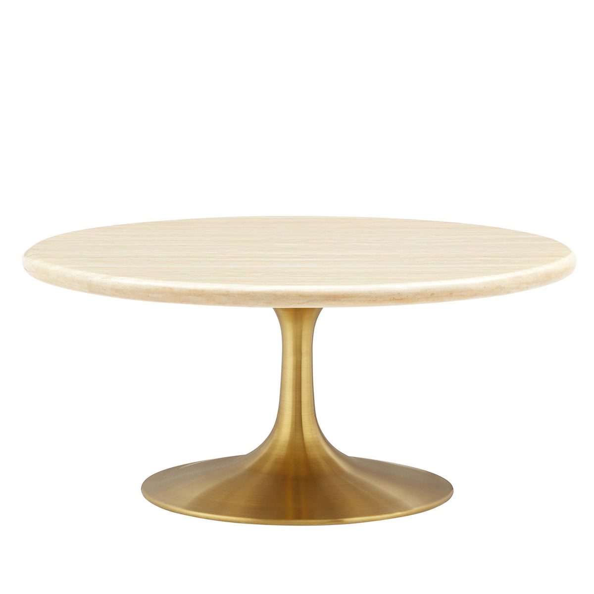 Lippa Gold 36" Round Faux Travertine Coffee Table - Ornate Home