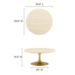 Lippa Gold 36" Round Faux Travertine Coffee Table - Ornate Home