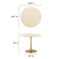 Lippa Gold 36" Round Faux Travertine Dining Table - Ornate Home