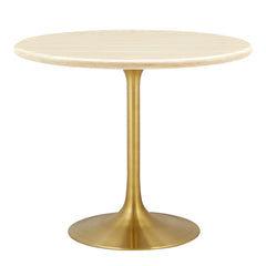 Lippa Gold 36" Round Faux Travertine Dining Table - Ornate Home