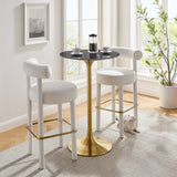 Lippa Gold/Black 28" Round Faux Marble Bar Table - Ornate Home