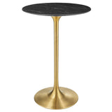 Lippa Gold/Black 28" Round Faux Marble Bar Table - Ornate Home