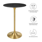 Lippa Gold/Black 28" Round Faux Marble Bar Table - Ornate Home