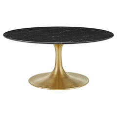 Lippa Gold/Black 36" Round Faux Marble Coffee Table - Ornate Home