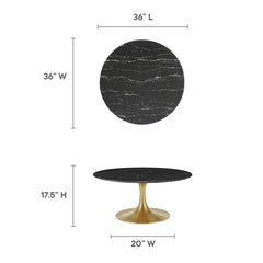 Lippa Gold/Black 36" Round Faux Marble Coffee Table - Ornate Home