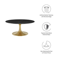 Lippa Gold/Black 36" Round Faux Marble Coffee Table - Ornate Home