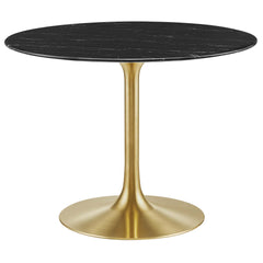 Lippa Gold/Black 40" Round Faux Marble Dining Table - Ornate Home