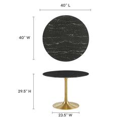 Lippa Gold/Black 40" Round Faux Marble Dining Table - Ornate Home