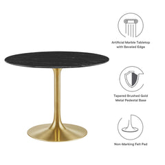 Lippa Gold/Black 40" Round Faux Marble Dining Table - Ornate Home