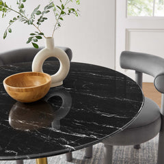 Lippa Gold/Black 40" Round Faux Marble Dining Table - Ornate Home