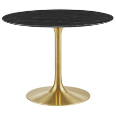 Lippa Gold/Black 40" Round Faux Marble Dining Table - Ornate Home