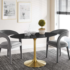 Lippa Gold/Black 54" Oval Faux Marble Dining Table - Ornate Home