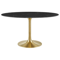 Lippa Gold/Black 54" Oval Faux Marble Dining Table - Ornate Home