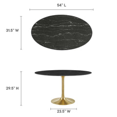 Lippa Gold/Black 54" Oval Faux Marble Dining Table - Ornate Home