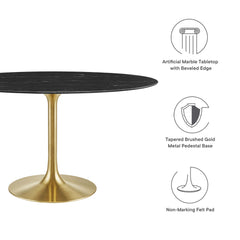 Lippa Gold/Black 54" Oval Faux Marble Dining Table - Ornate Home