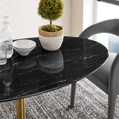 Lippa Gold/Black 54" Oval Faux Marble Dining Table - Ornate Home