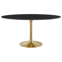 Lippa Gold/Black 60" Oval Faux Marble Dining Table - Ornate Home