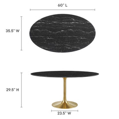 Lippa Gold/Black 60" Oval Faux Marble Dining Table - Ornate Home