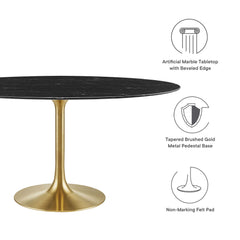 Lippa Gold/Black 60" Oval Faux Marble Dining Table - Ornate Home
