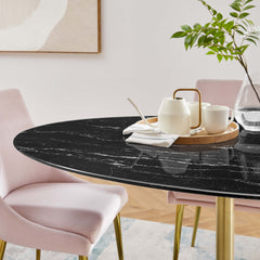 Lippa Gold/Black 60" Oval Faux Marble Dining Table - Ornate Home